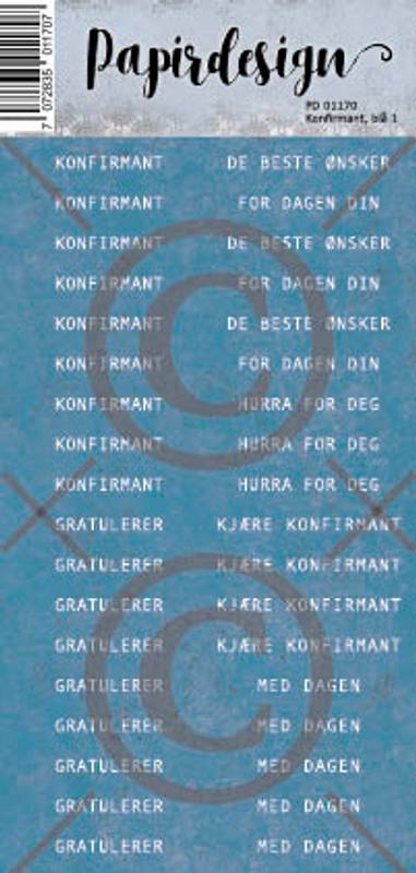 Papirdesign - Ord klistremerker - Konfirmant, blå 1