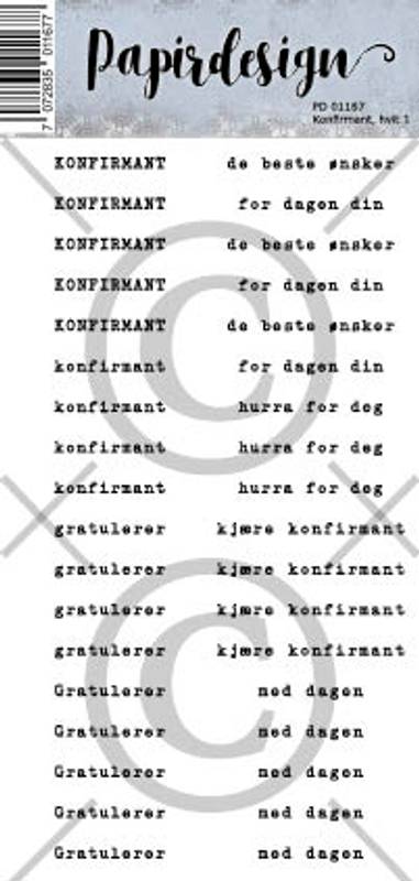 Papirdesign - Ord klistremerker - Konfirmant 1, hvit