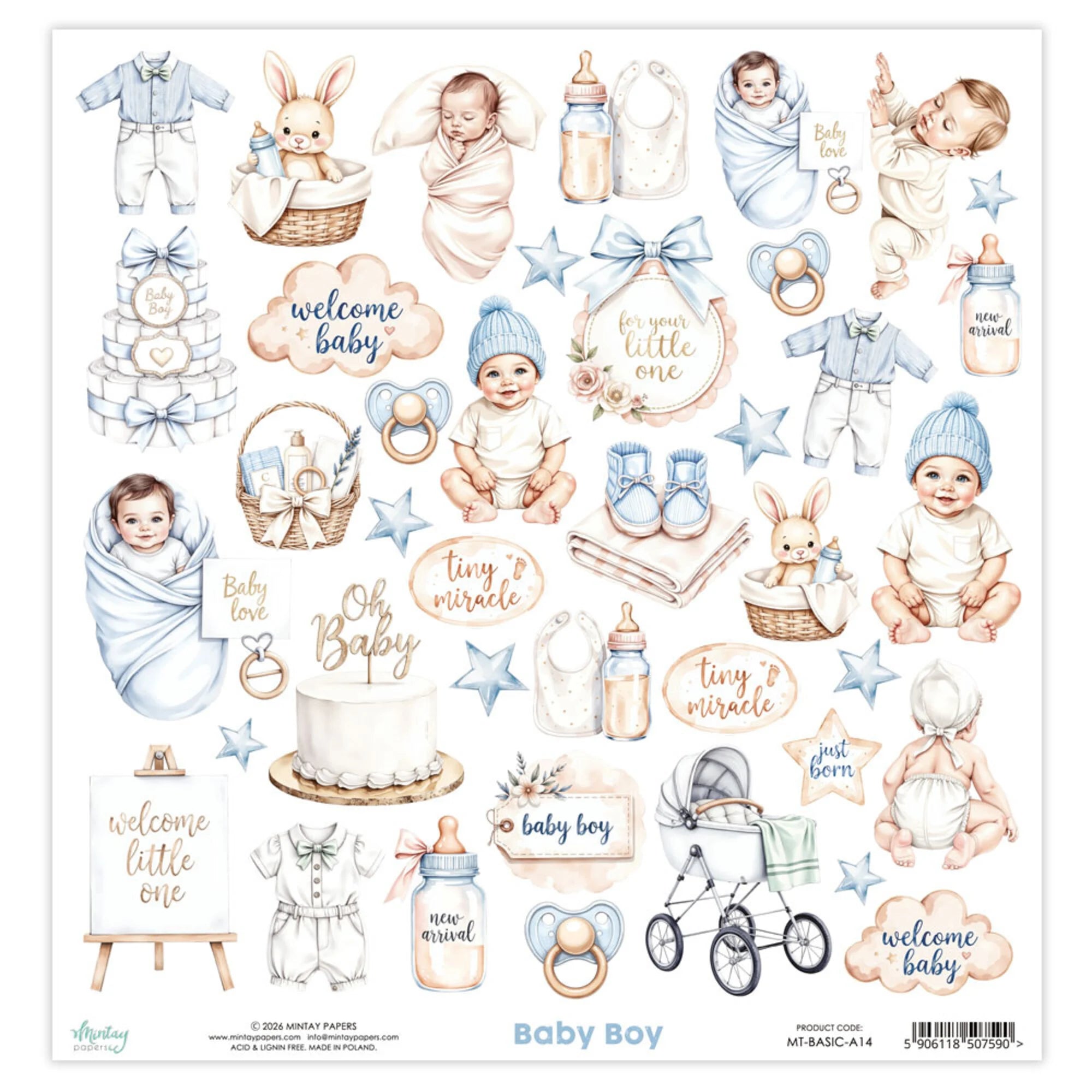 Mintay Papers - Elements - Baby Boy - Klippark - 12 x 12"