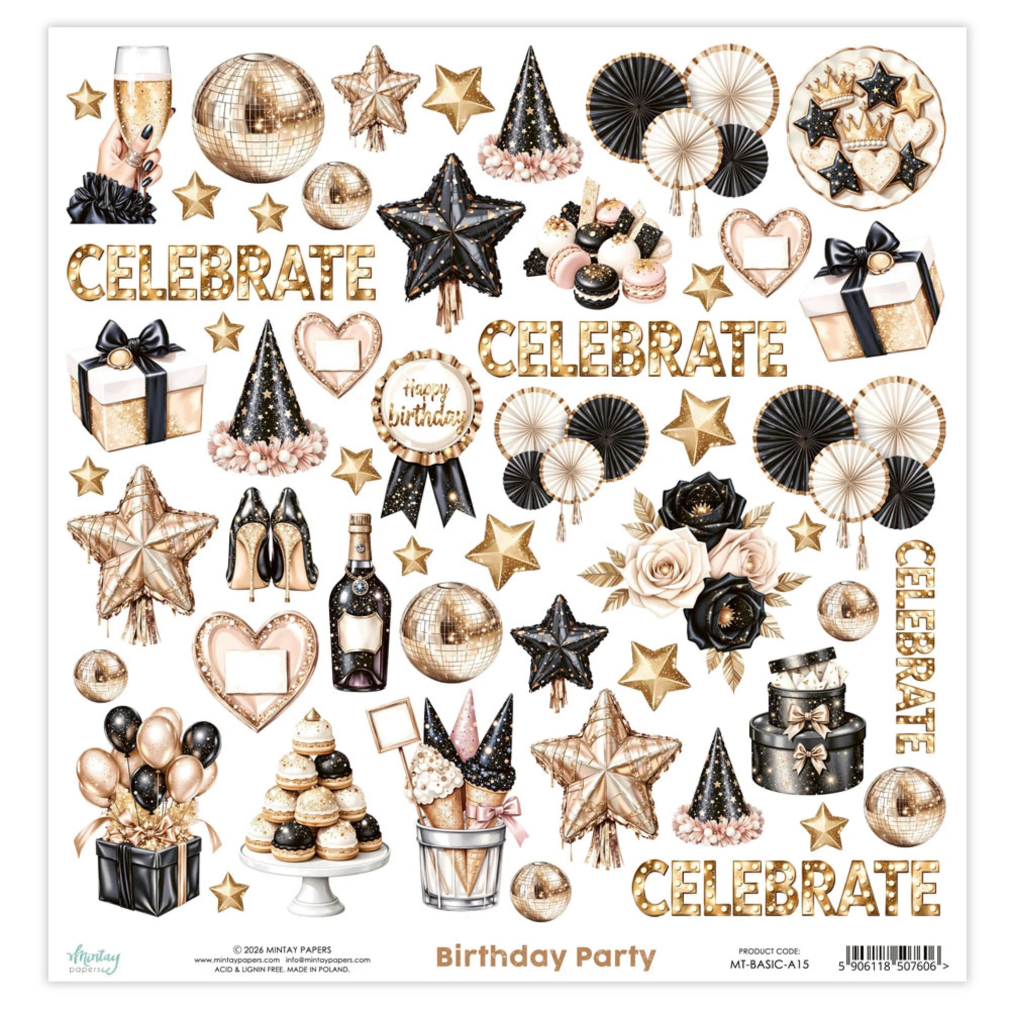 Mintay Papers - Elements - Birthday Party - Klippark - 12 x 12"