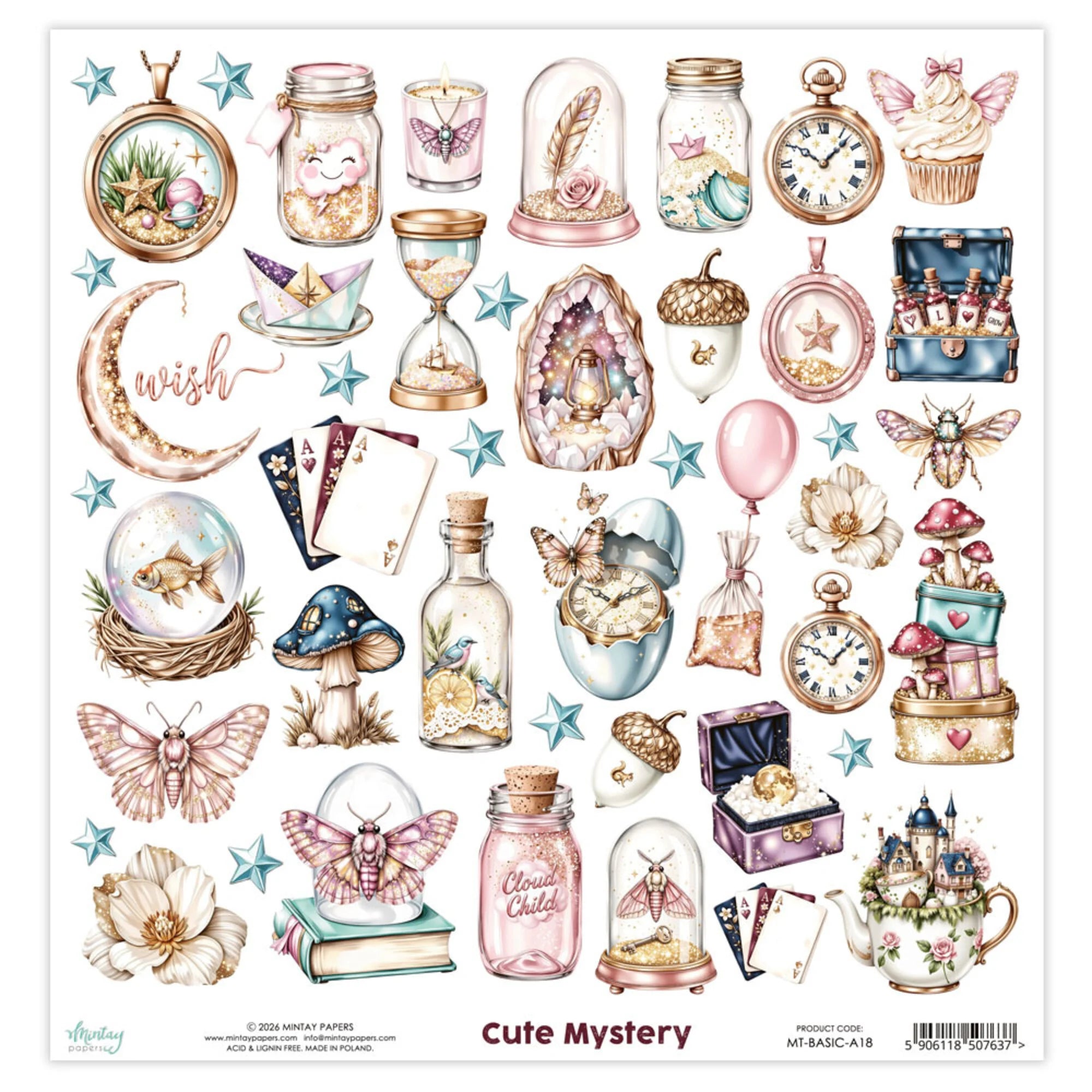 Mintay Papers - Elements - Cute Mystery - Klippark - 12 x 12"