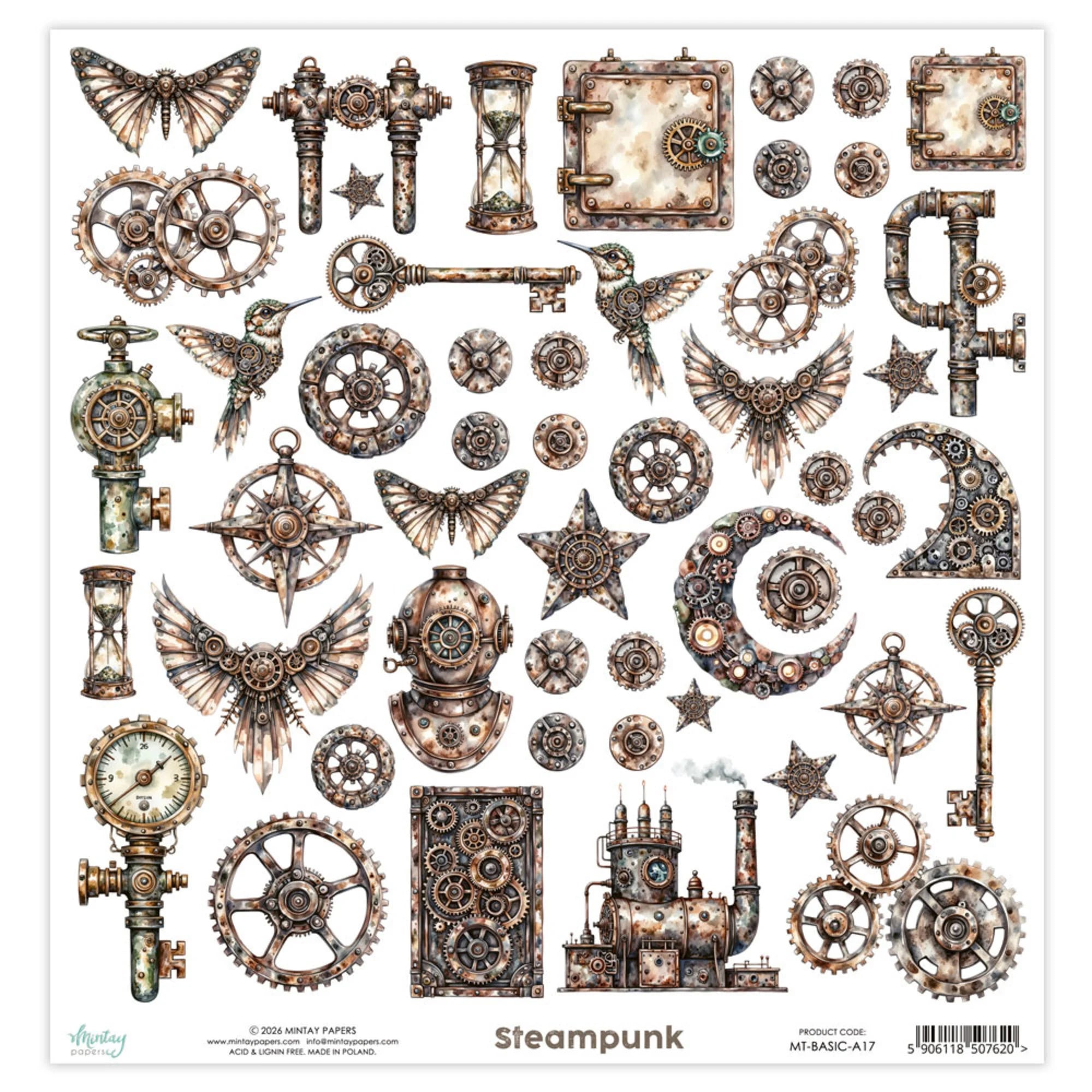 Mintay Papers - Elements - Steampunk - Klippark - 12 x 12"