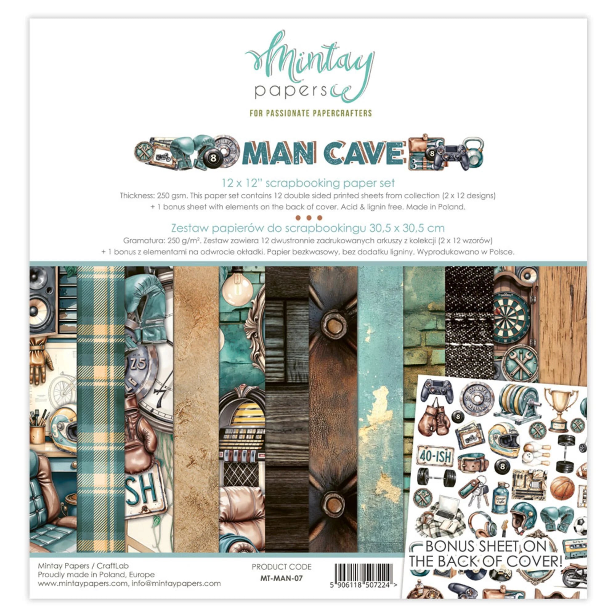Mintay Papers - Man Cave - Paper Pack - 12 x 12"
