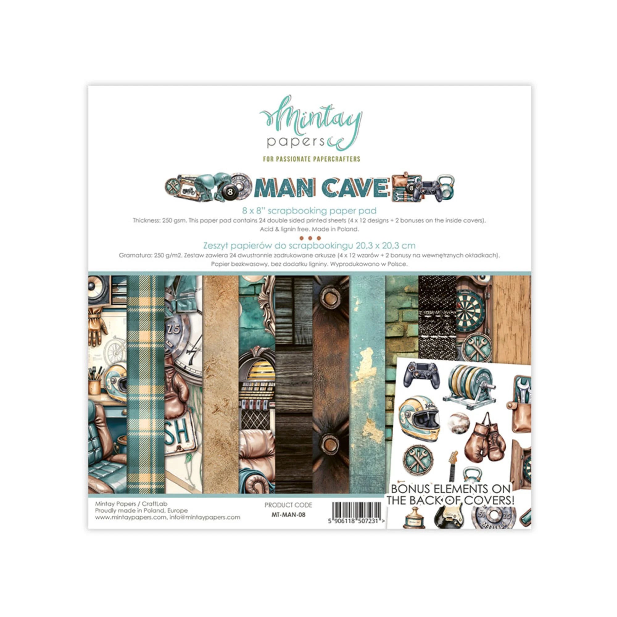 Mintay Papers - Man Cave - Paper Pad - 8 x 8"