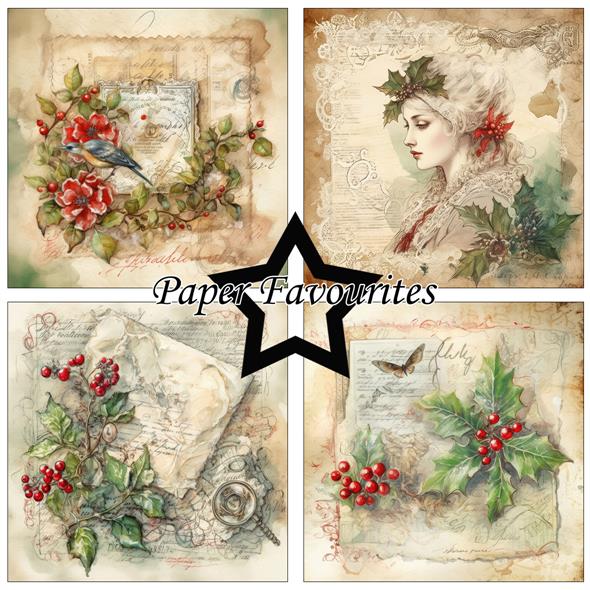 Paper Favourites - Vintage Holly - Paper Pack 6 x 6"