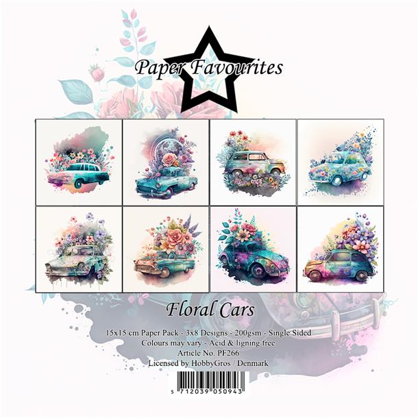 Paper Favourites - Floral Cars - Paper Pack    6 x 6"