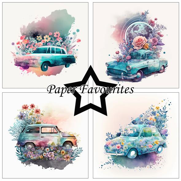 Paper Favourites - Floral Cars - Paper Pack    6 x 6"