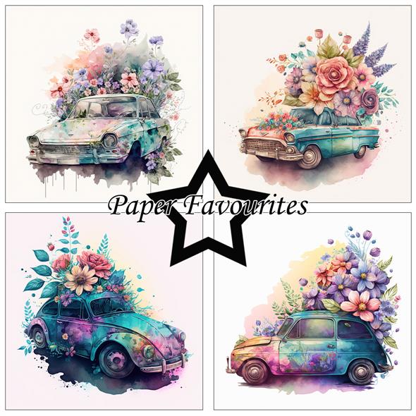 Paper Favourites - Floral Cars - Paper Pack    6 x 6"
