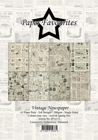 Paper Favourites -  Vintage Newspaper - Paper Pack A5