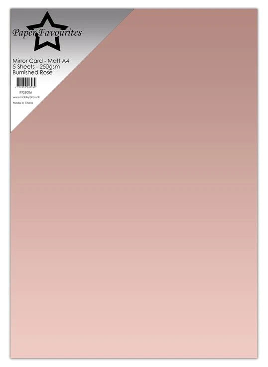 Paper Favourites - Mirror Card - Foil - Matt - Burnished Rose   A4 -5 pk