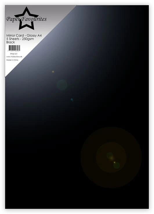 Paper Favourites - Mirror Card - Foil - Gloss - Black A4 -5pk