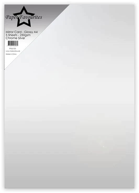 Paper Favourites - Mirror Card - Foil - Gloss - Chrome Silver   A4 -5pk