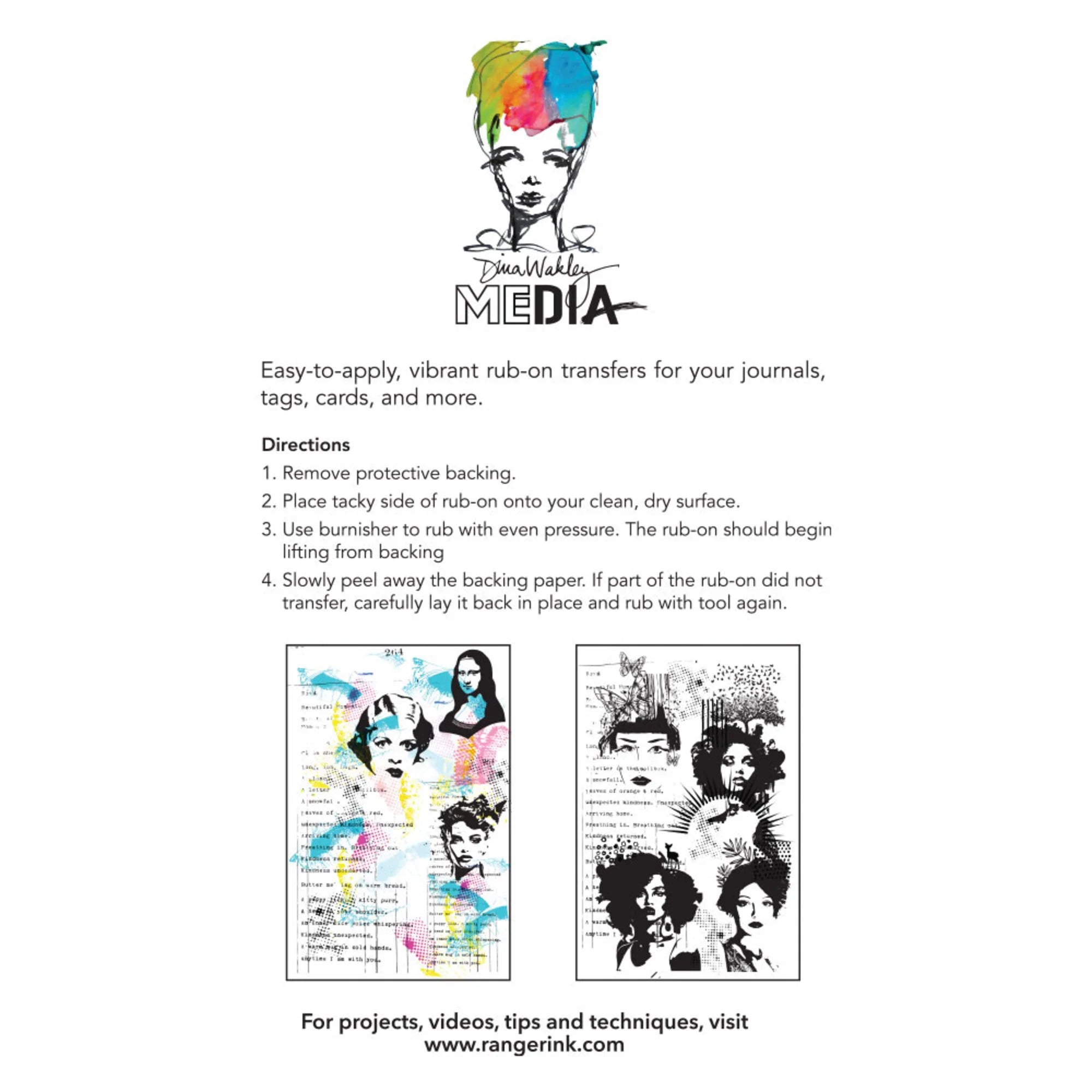Dina Wakley Media - Rub ons - On their mind