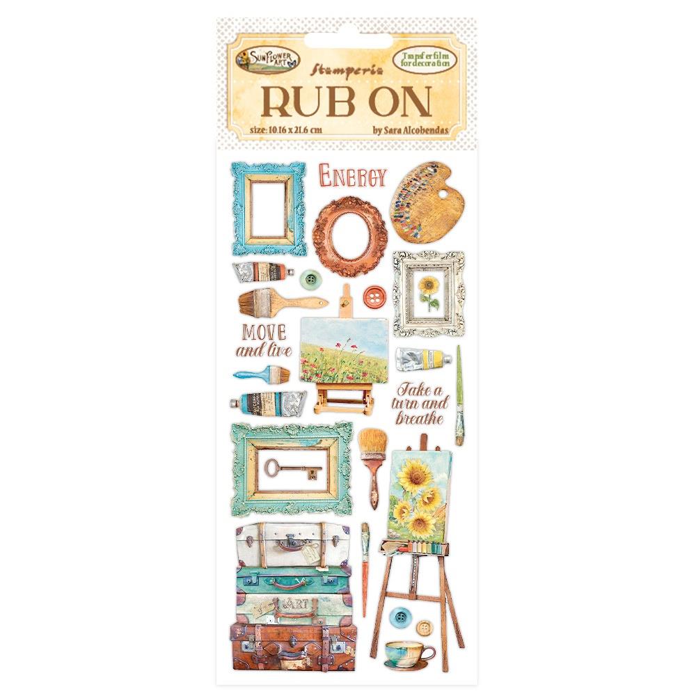 Stamperia - Rub Ons - Sunflower Art - Brushes and frames