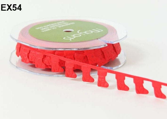 May Arts - Satin Cut Outs Ribbon - Red Stocking (metervis)