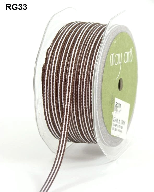 May Arts - Brown Grosgrain Stripes - (metersvis)
