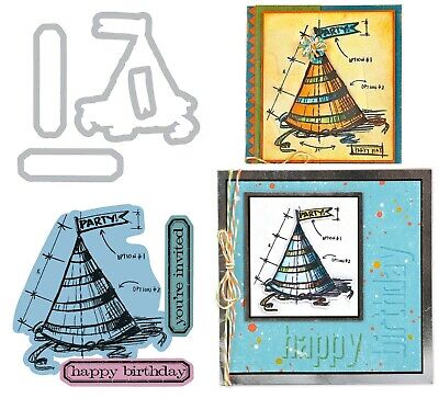 Tim Holtz Alterations - Framelits Die Set w/Stamps - Celebrate Blueprint