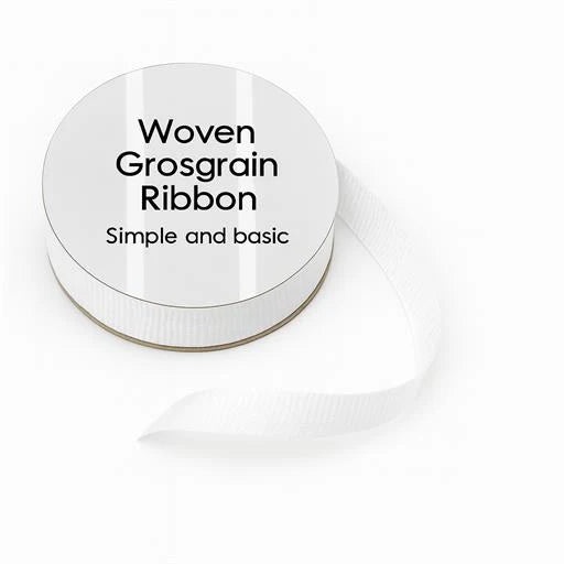 Simple and Basic -  Woven Grosgrain Ribbon  - White