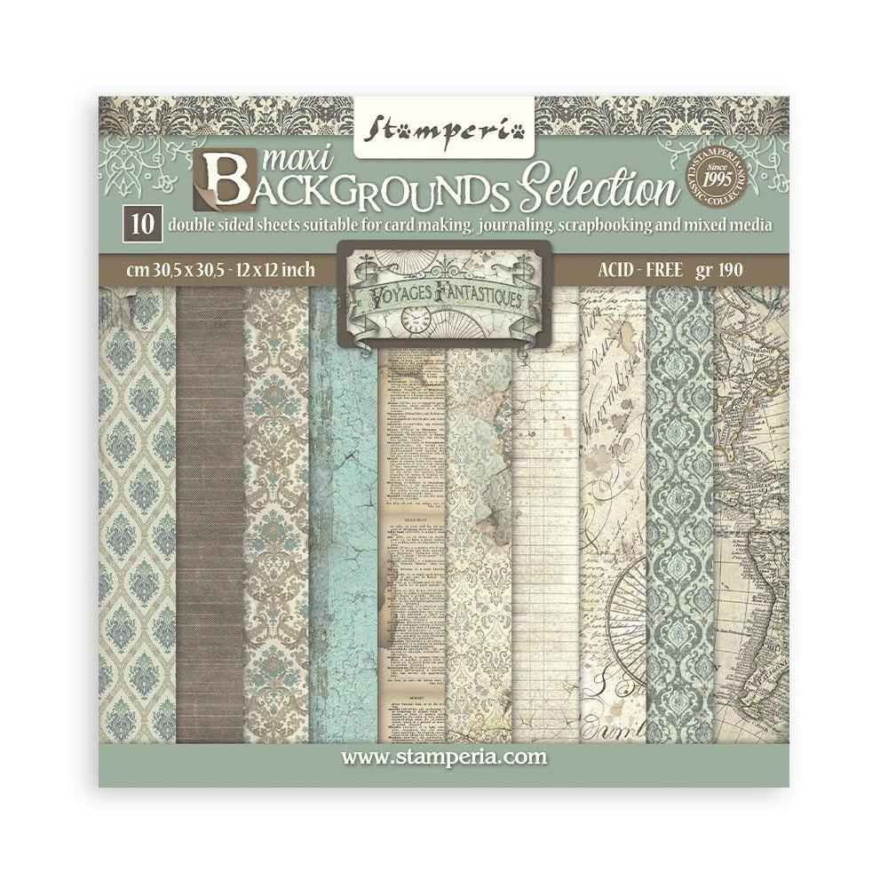 Stamperia  - Voyages Fantastiques  - Background Selection - Paper Pack 10 pk - 12 x 12"