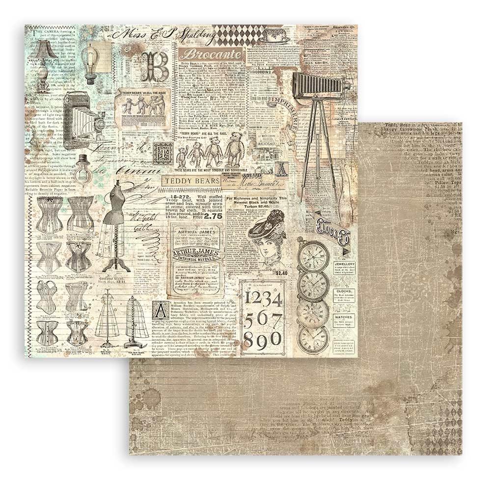 Stamperia - Brocante Antiques - Backgrounnd Selection - Paper Pad - 8 x 8"