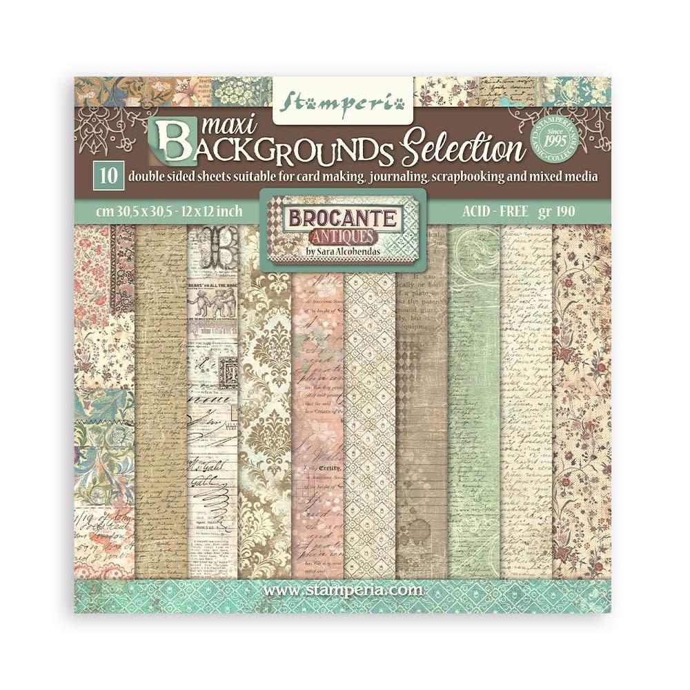 Stamperia - Brocante Antiques - Background selection  - Paper Pack - 12" x 12"