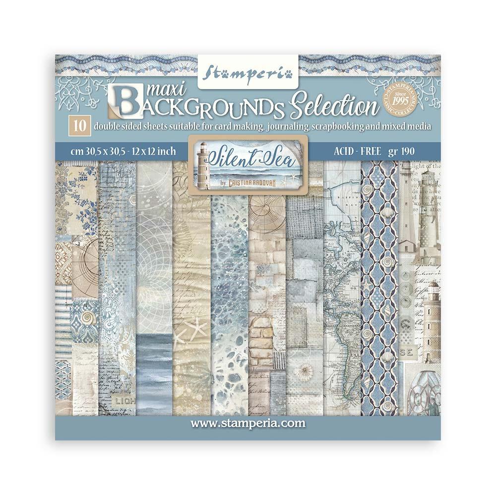 Stamperia - Silent Sea - Maxi Background Selection - Paper Pad - 12 x 12"