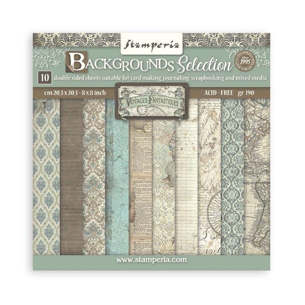 Stamperia - Voyages Fantastiques - Background Selection - Paper Pad - 8 x 8"