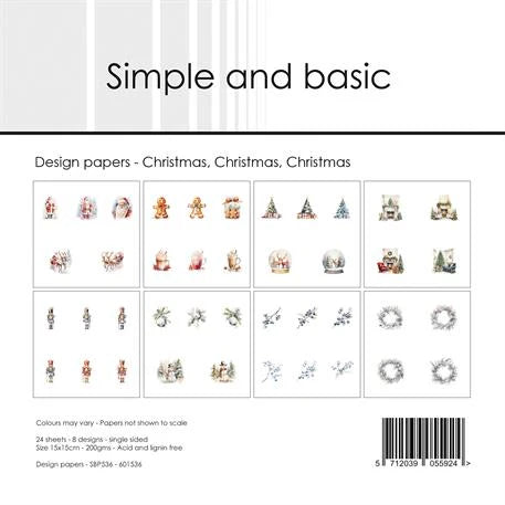 Simple and Basic - Christmas, christmas, christmas - Paper Pack 6 x 6"