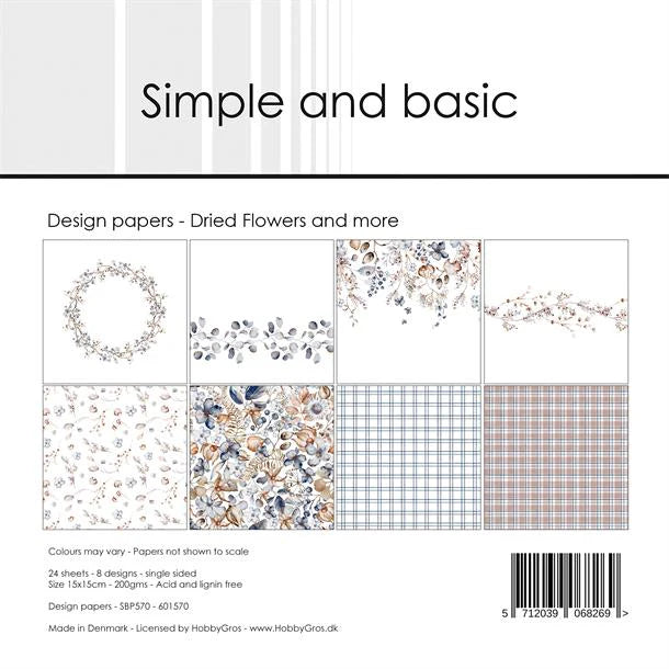 Simple and Basic Design Papers - Dried Flowers and more - 6x6"