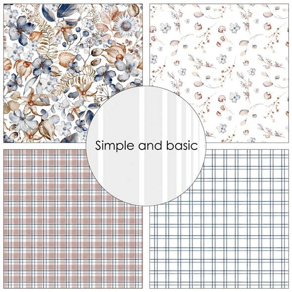 Simple and Basic Design Papers - Dried Flowers and more - 6x6"
