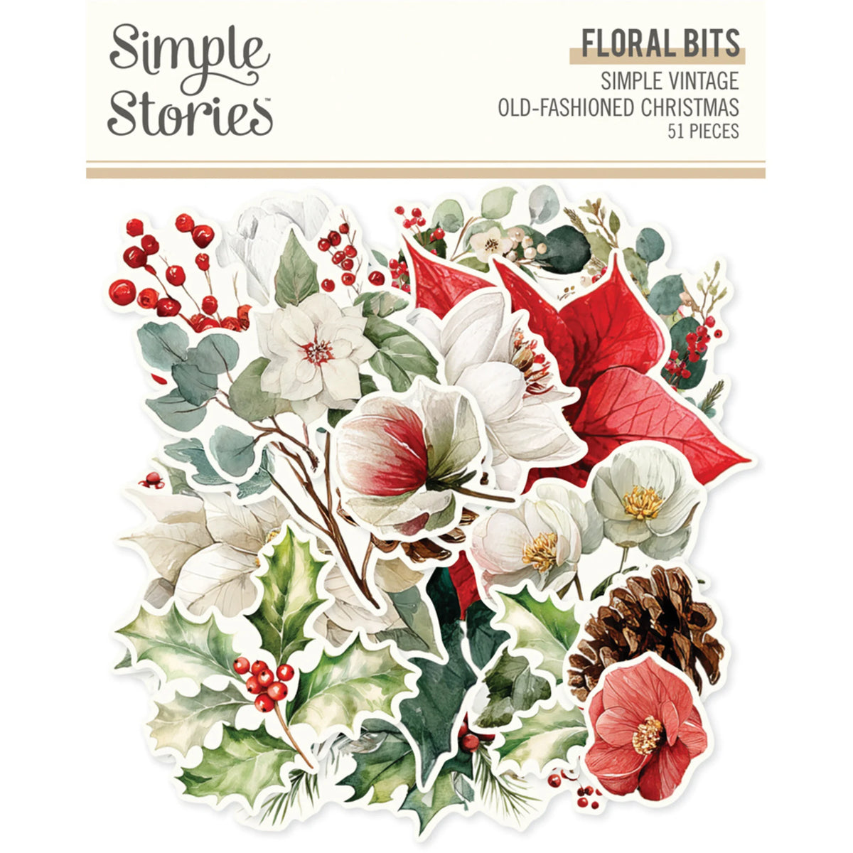 Simple Stories - Old Fashion Christmas - Bits and pieces - Floral