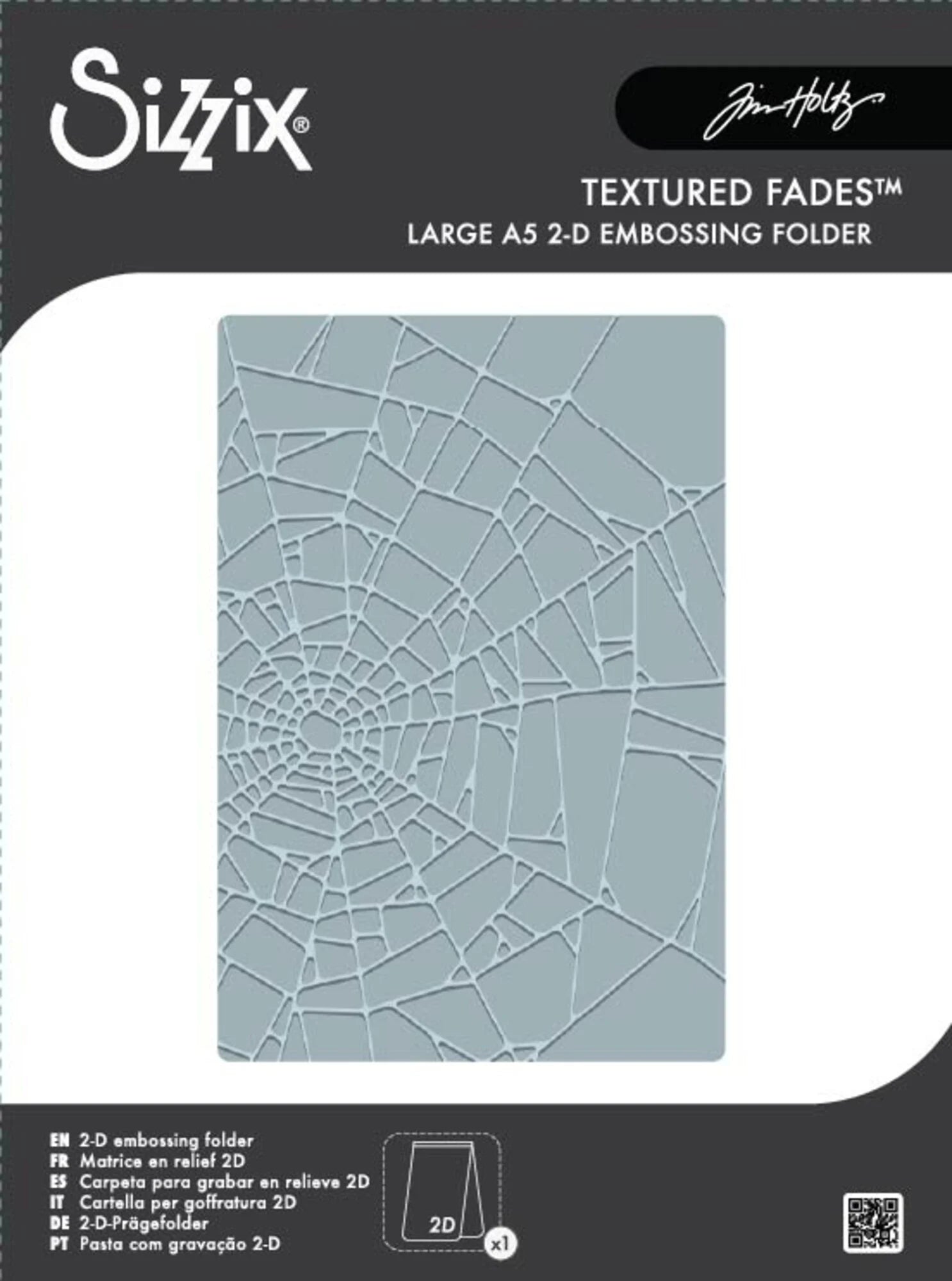 Sizzix - Tim Holtz - 2D Texture Fades w/ A5 Embossing Folder Vault Cobweb