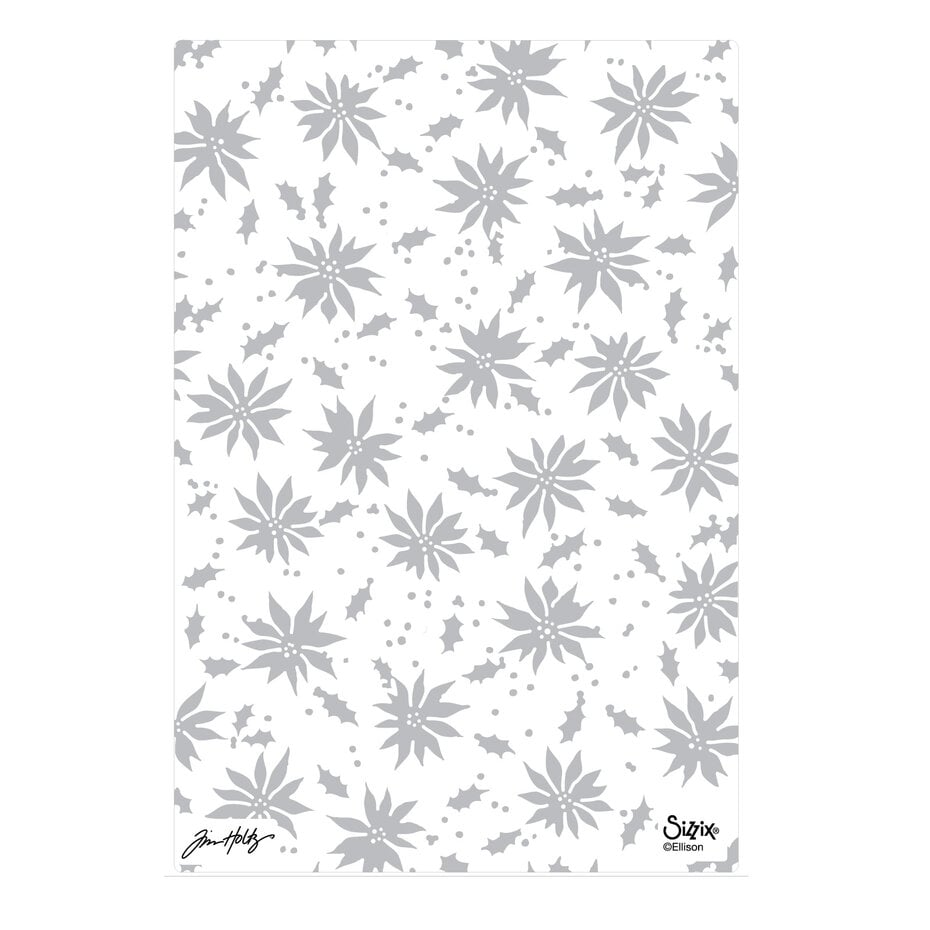 Sizzix - Tim Holtz - 2D Texture Fades w/ A5 Embossing Folder Vault - Holly Poinsettia Large