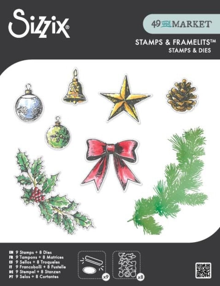Sizzix - 49 & Market - Clear Stamps Set w/Framelit Dies Build a Wreath