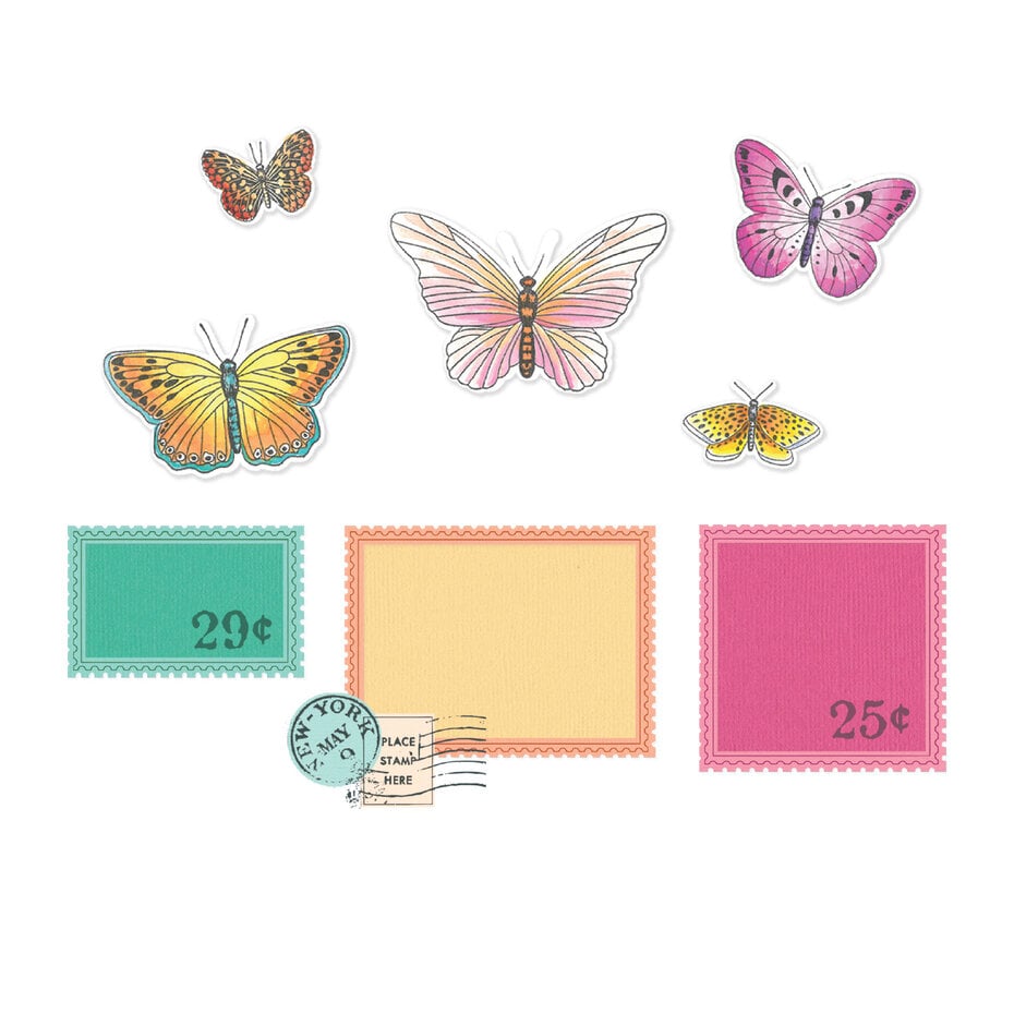 Sizzix - 49 & Market - Clear Stamps Set w/Framelit Dies Postage Wings