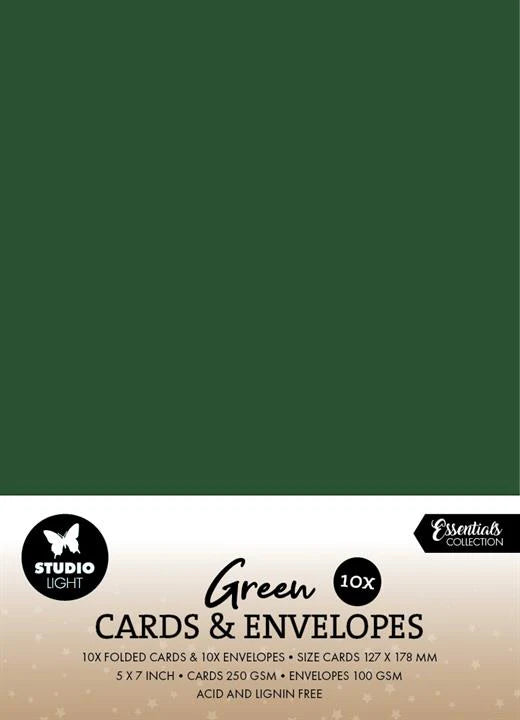 StudioLight - Kort & Konvolutt - 5x7" - Christmas Green