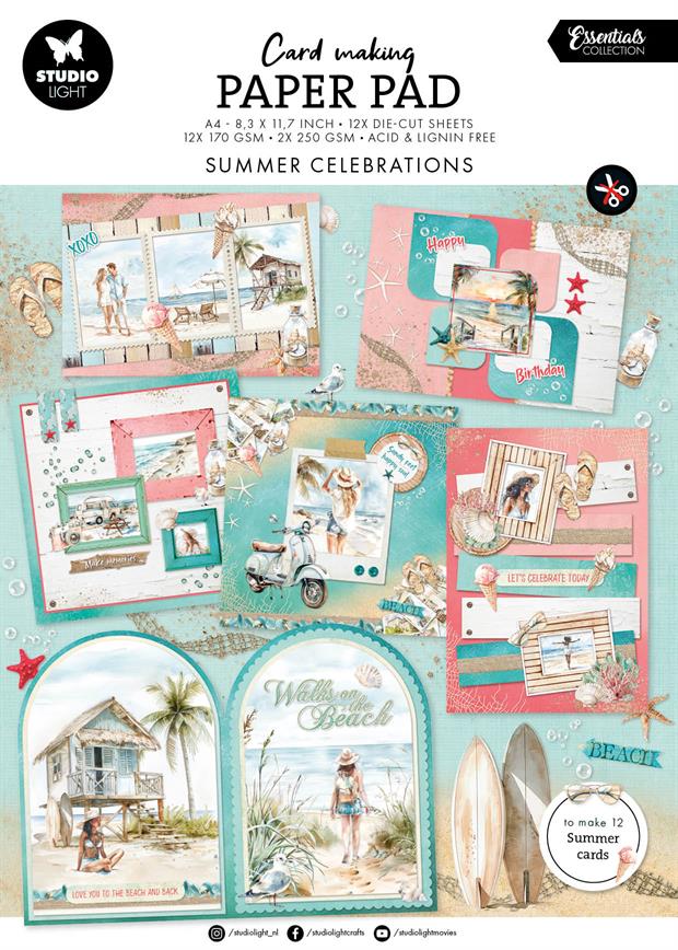 Studio Light Paper Pad - Cardmaking Paper Pad - Summer Celebration - A4