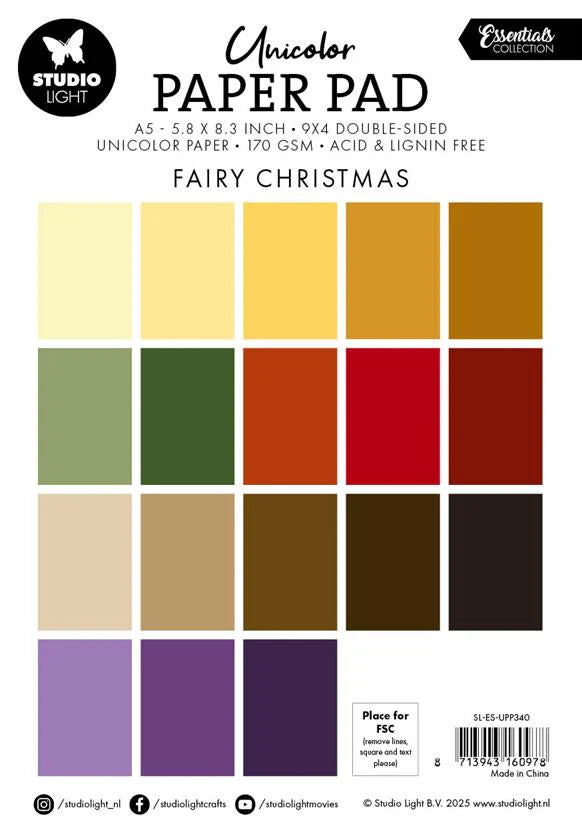 Studiolight - Paper Pad - Unicolor - Fairy Christmas A5