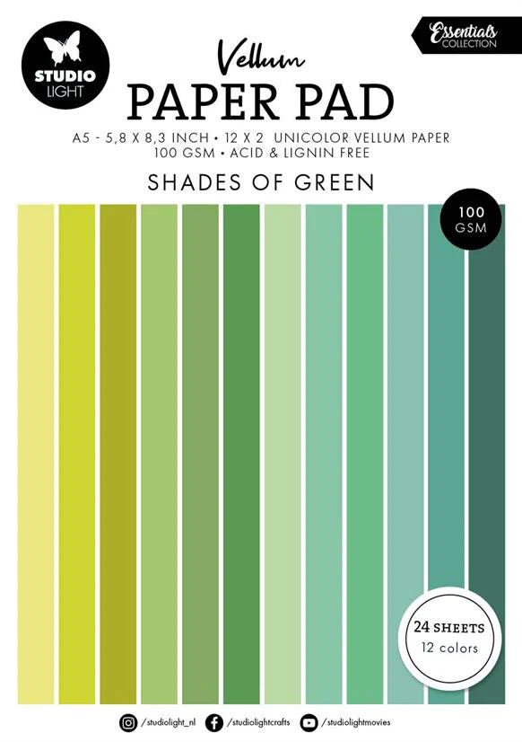 Studiolight - Vellum Pad - Shades of Green - A5