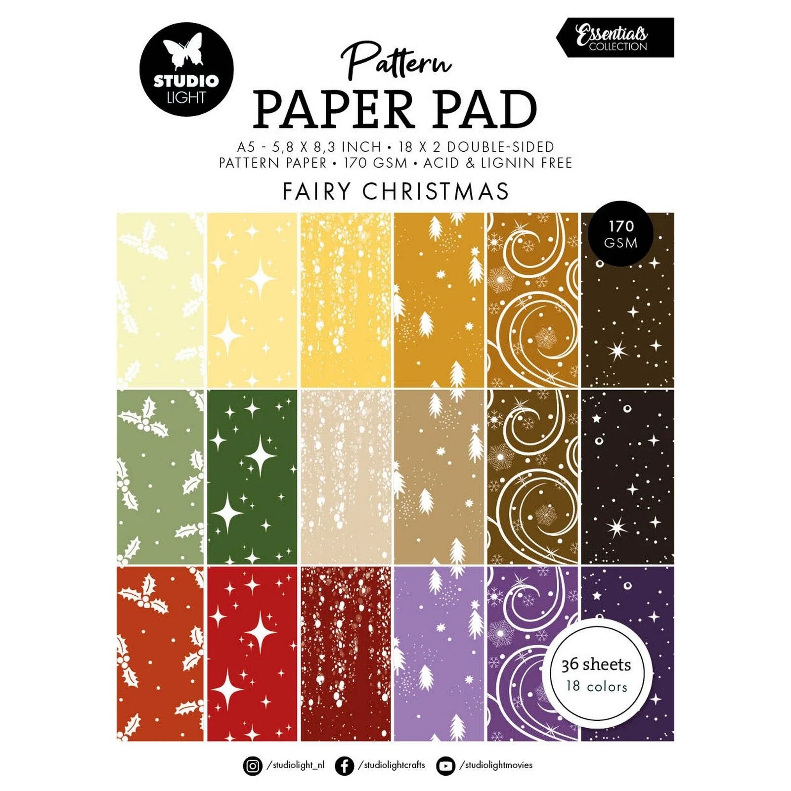 Studiolight - Paper Pad - Essentials Pattern - Fairy Christmas