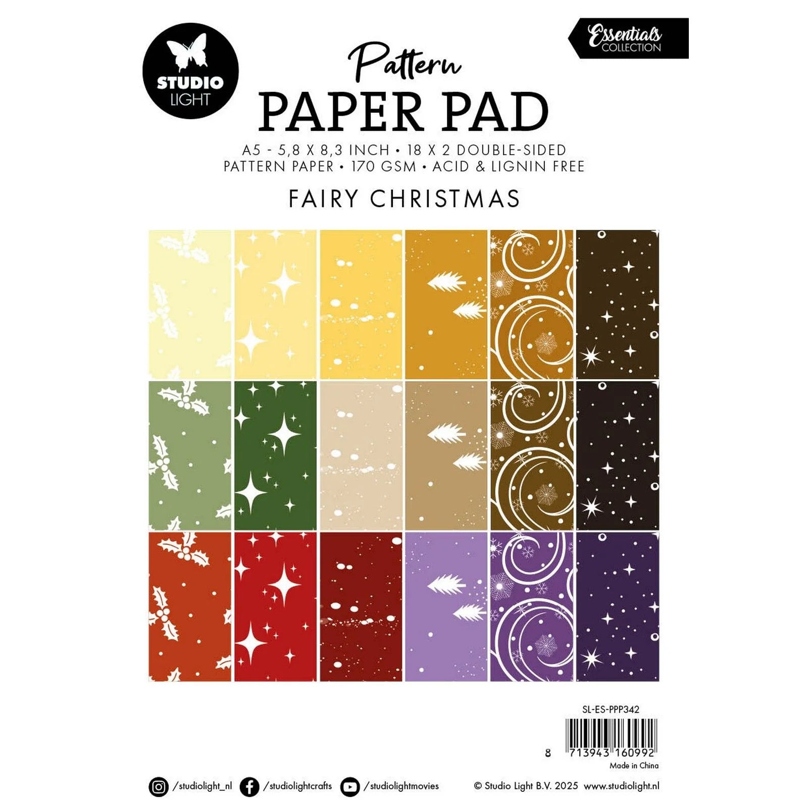Studiolight - Paper Pad - Essentials Pattern - Fairy Christmas