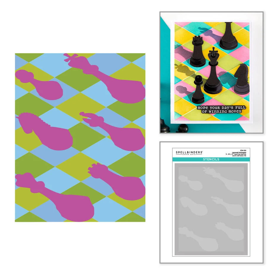 Spellbinders - Checkmate - Layered Stencil - Harlequin