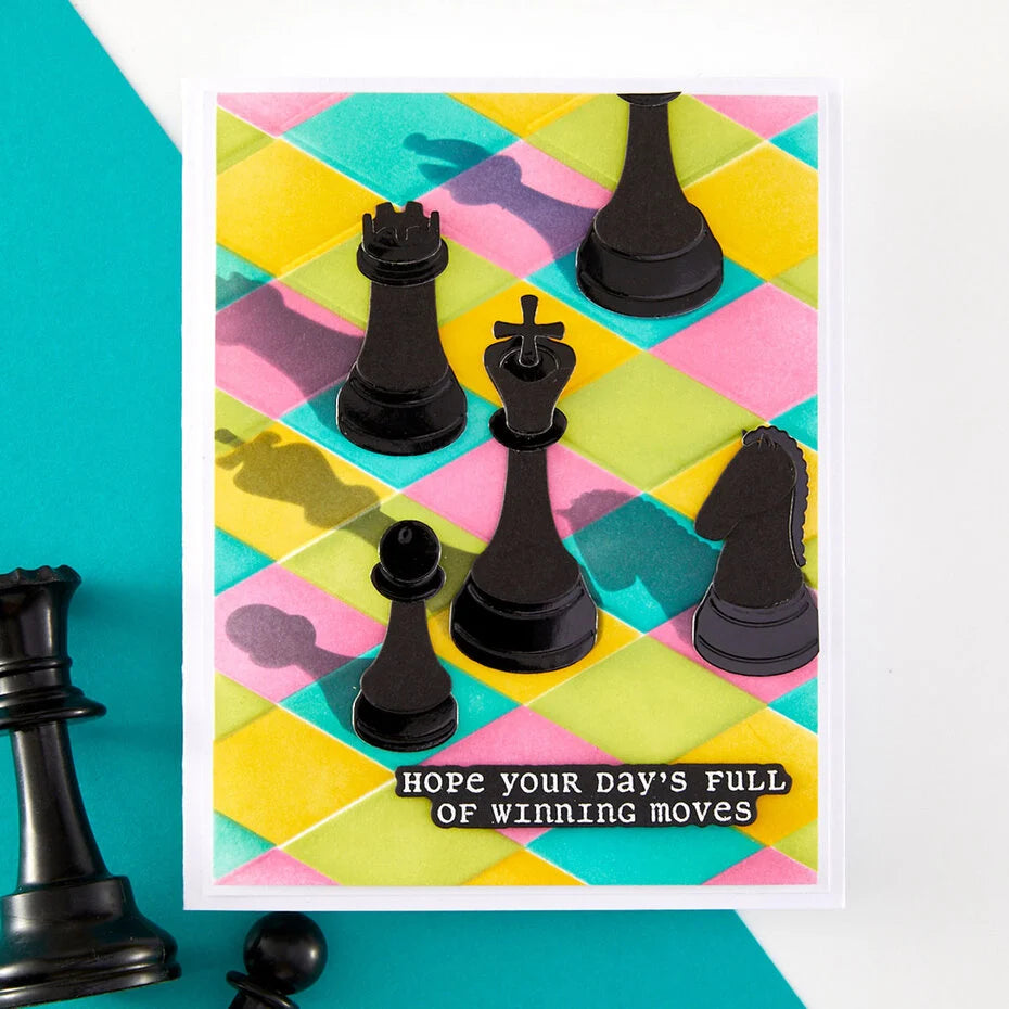 Spellbinders - Checkmate - Layered Stencil - Harlequin