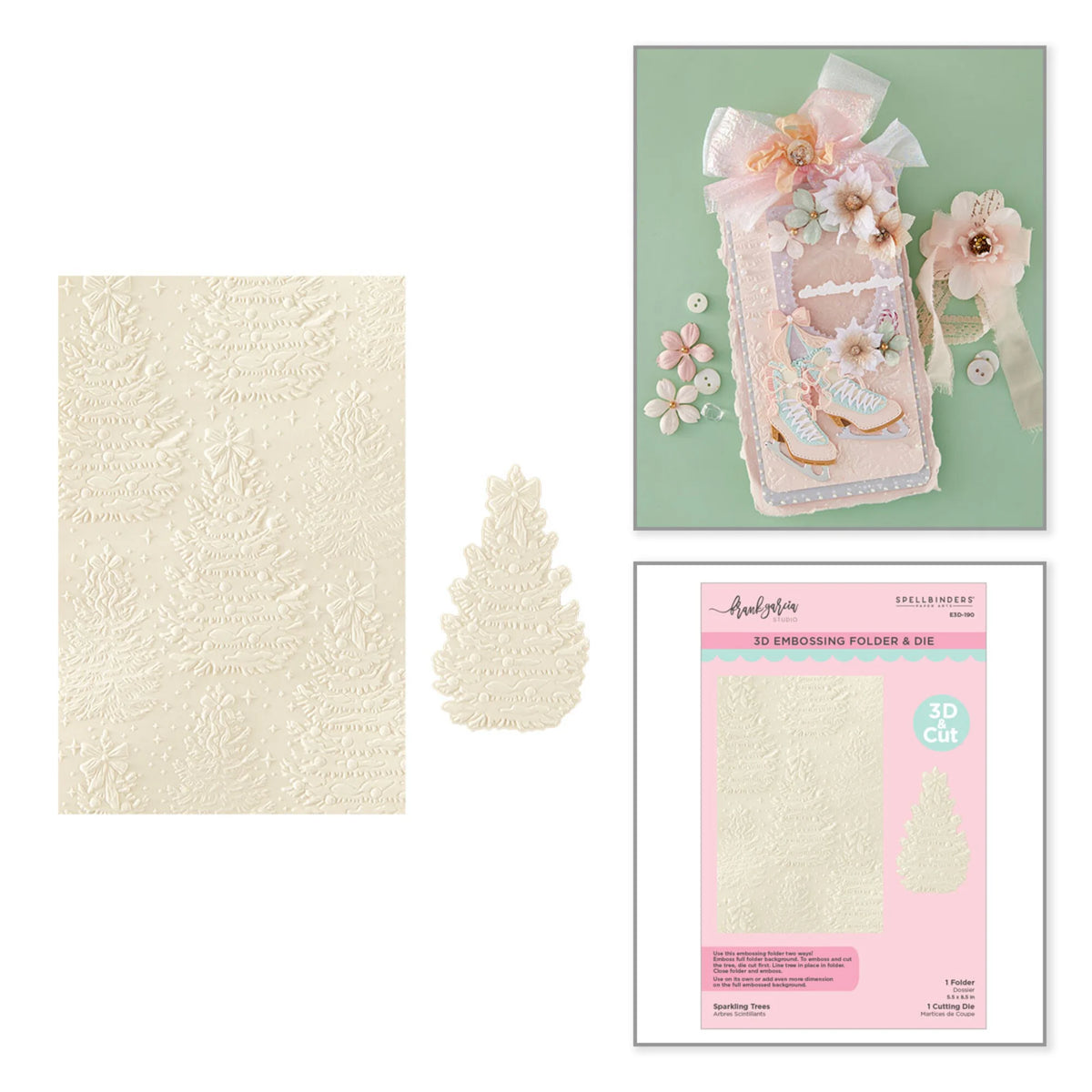 Spellbinders - Christmas Blush 3D Embossing Folder Sparkling Trees by Frank Garcia