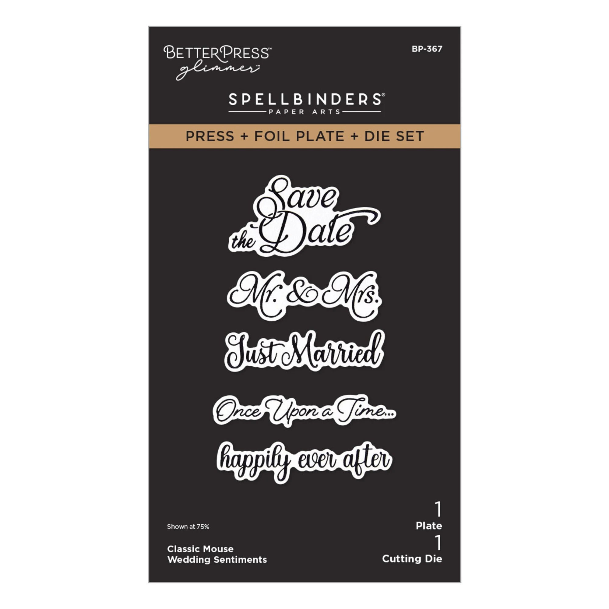 Spellbinders - Press Foil Die Set - Happiest Place and Wedding Sentiments - Bundle