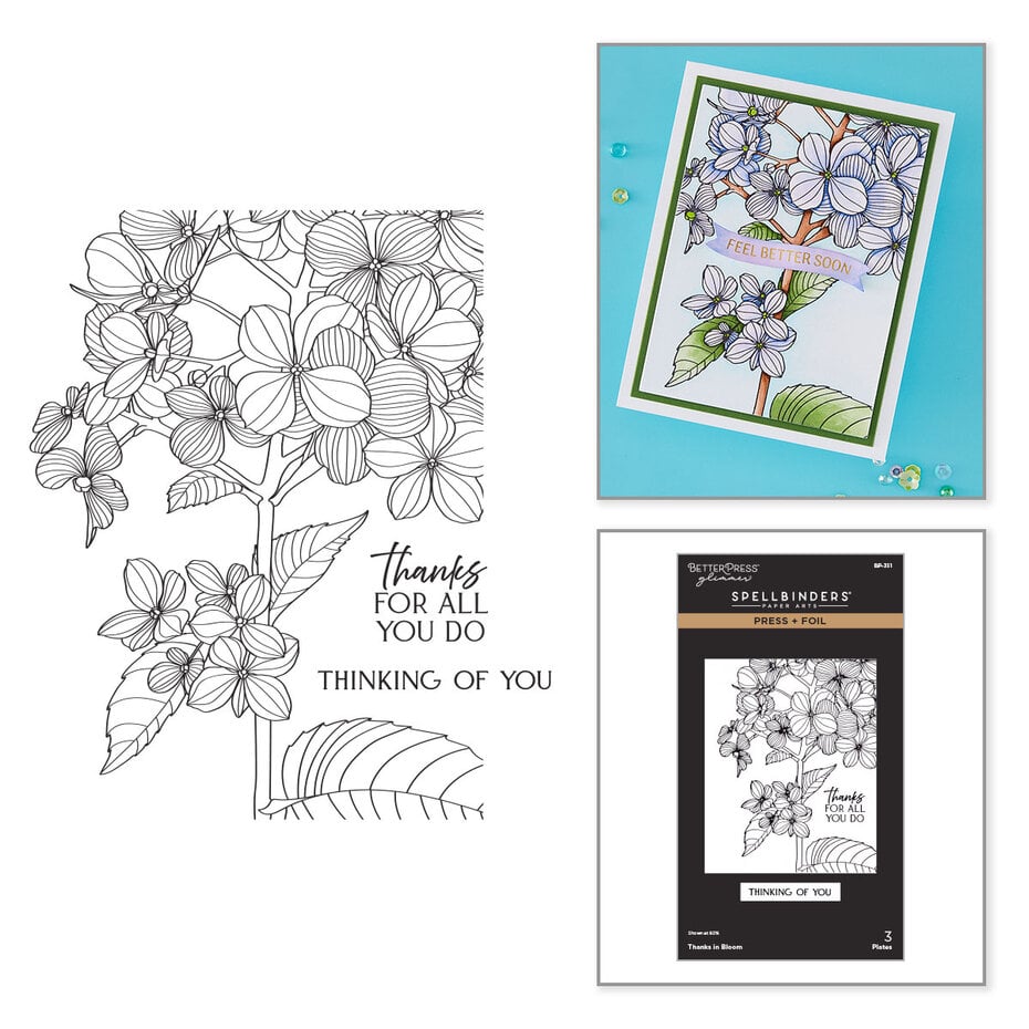 Spellbinders - Create Your Way Everyday Press + Foil Plates Thanks in Bloom