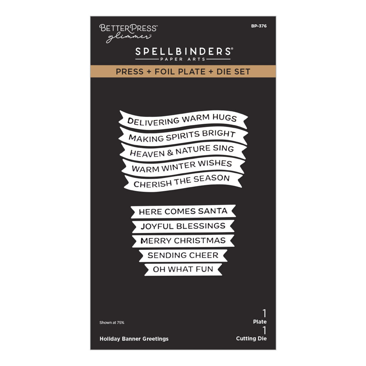 Spellbinders - Create Your Way Holiday Press + Foil Plate & Die Set Holiday Banner Greetings