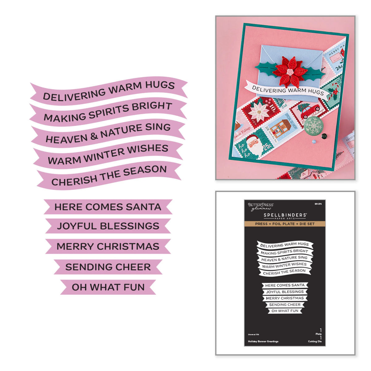Spellbinders - Create Your Way Holiday Press + Foil Plate & Die Set Holiday Banner Greetings