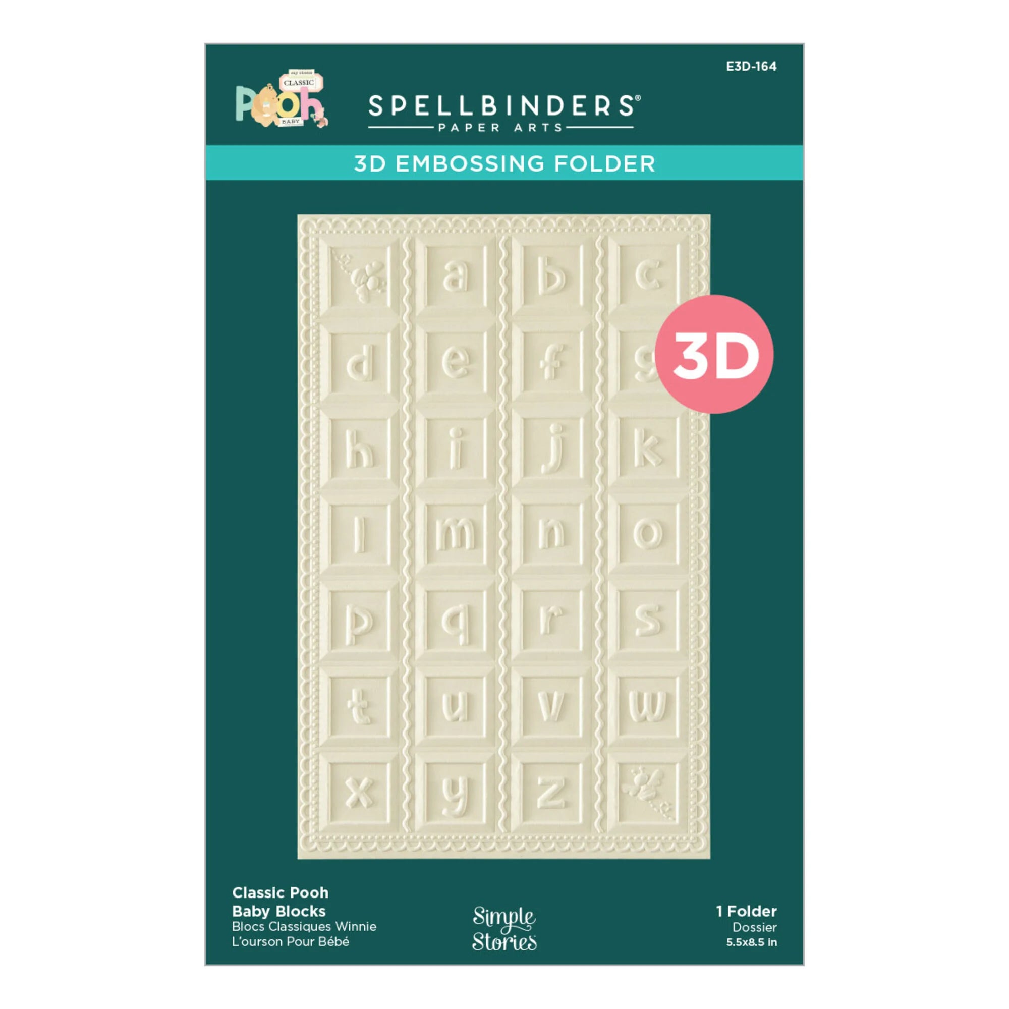 Spellbinders- Say Cheese Classic Pooh Baby - 3D embossing Folder - Classic Pooh Baby Blocks