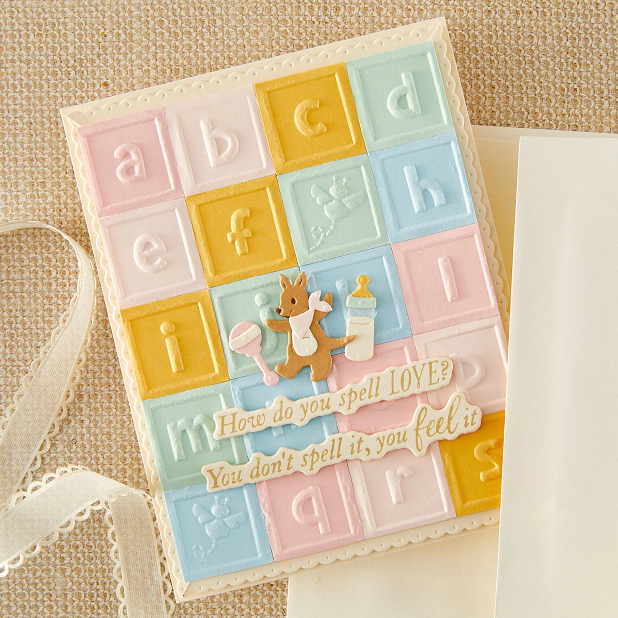 Spellbinders- Say Cheese Classic Pooh Baby - 3D embossing Folder - Classic Pooh Baby Blocks